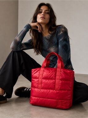 Carolina Herrera Red Quilted Tote Bag